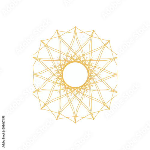 Abstract Compass Rose Linework Flower Illustration