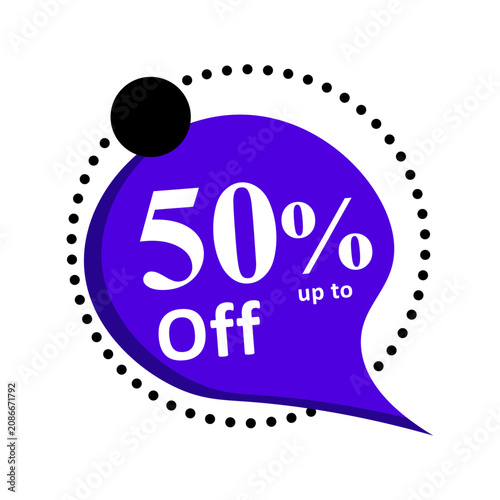 Up to 50 percent off purple sale badge vector