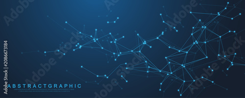 Konstfotografi Modern digital technology background design with molecular plexus lines and dots
