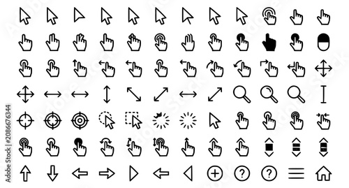 Photos Modern Cursor Pointer Outline Icon Pack Editable Stroke Click Mouse UI Vector Il