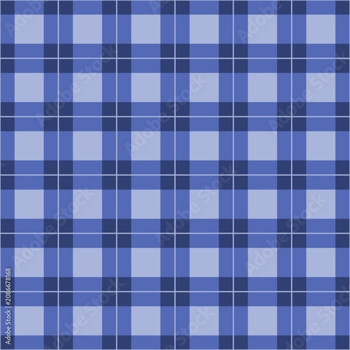 Monochrome Blue Tartan Plaid Fabric Design Seamless Pattern vector illustration
