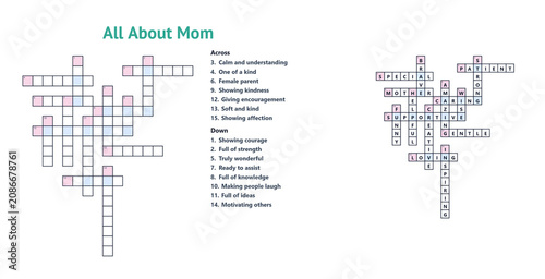 Photography All About Mom crossword puzzle in modern educational style