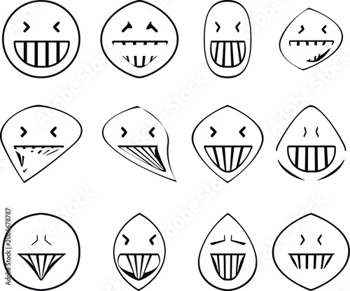 Quadro su tela Various cartoon faces with different expressions are illustrated.