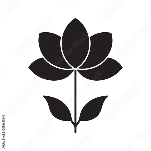 Black and White Floral Vector Illustration with Leaf Clover Butterfly and Botanical Nature Design Elements