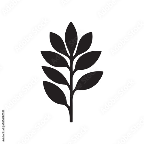 Green and Black Leaf Vector Illustration Set with Nature Tree Branch Floral Foliage Eco Design Elements for Spring and Summer Decoration