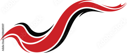Abstract red and black smooth wave vector graphic for modern car decal design.
