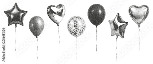 Fotografi Photocopy effect balloon collage elements set