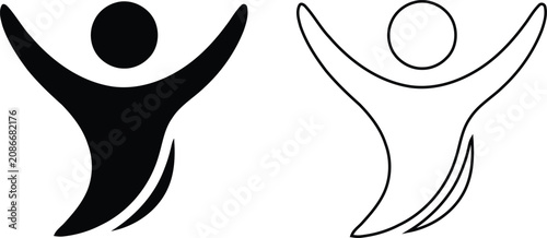 Foto Human figure icon with open arms in black solid and outline style, isolated vect