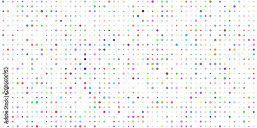 Tableau sur toile Abstract Dotted Grid a clean, minimalist background composed of a precise grid of small, multicolored dots, offering a versatile graphic resource for various design applications