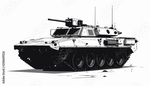 Photos Military Tank with Turret Gun.