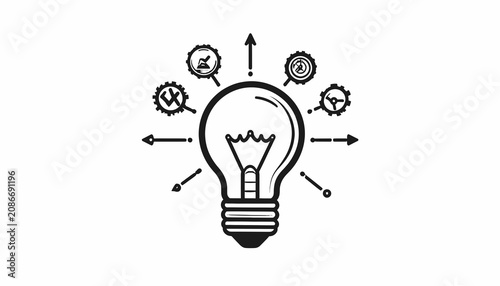Tableau sur toile Light Bulb With Gears And Arrows.