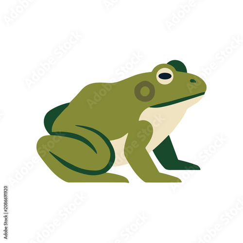 Tableau sur toile Green Frog Sitting on Ground.