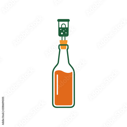 Cuadro en lienzo Bottle with orange liquid and cap.