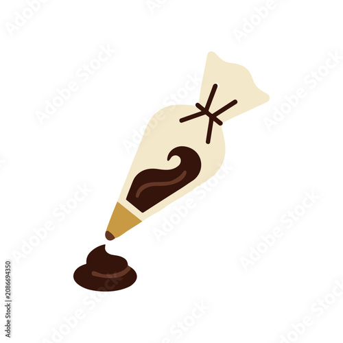 Fotografie Brown paint tube with color smear.