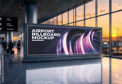 Airport Ad Billboard Mockup Template