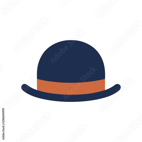 Bowler hat with orange band.