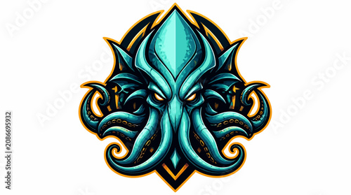 Fotografie Mysterious Kraken Monster Head with Tentacles and Eyes.