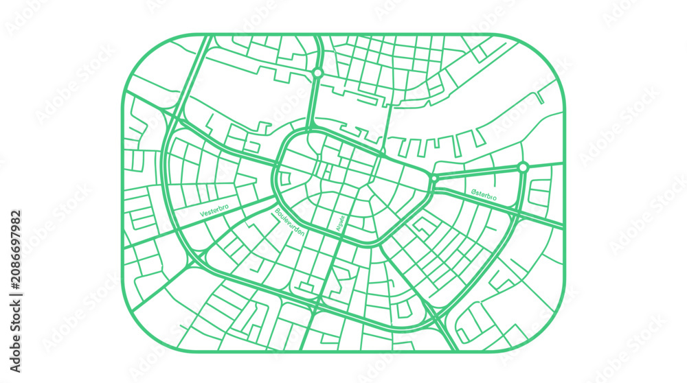 Fototapeta premium Green City Map Abstract Design