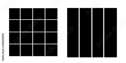 Black grid and column patterns