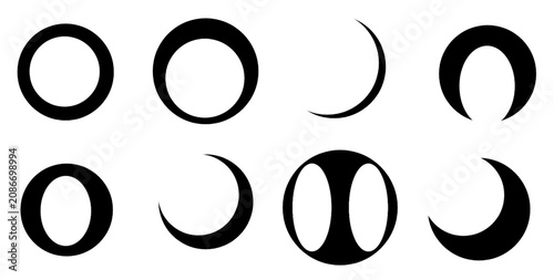 Moon phases graphic icons set