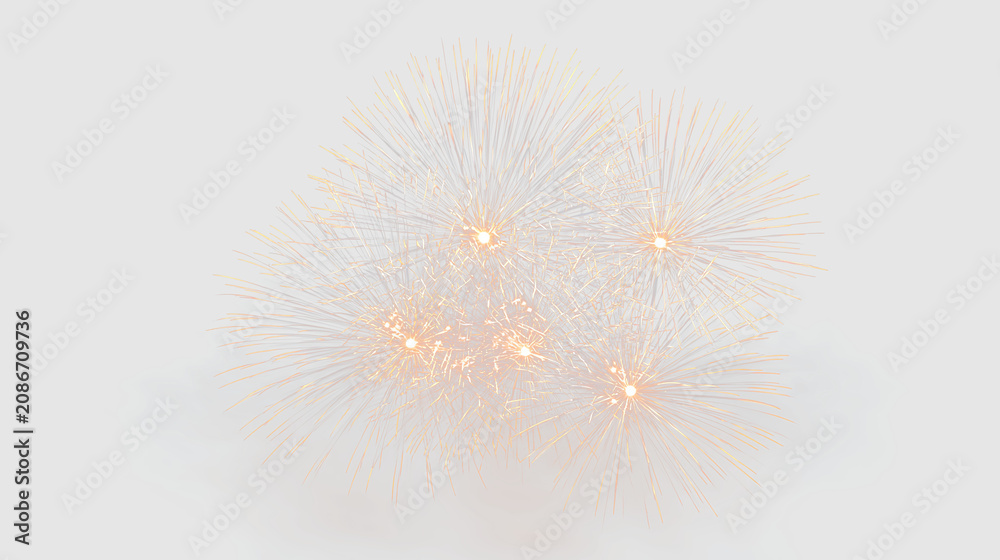 Fototapeta premium Bright fireworkburst on transparent background with glowing particles spreading outwards at night
