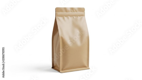Blank brown craft paper pouch bag for food packaging mockup