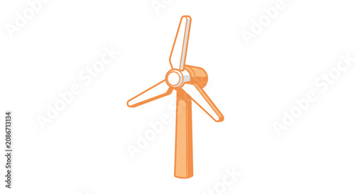 Obraz na płótnie Orange Wind Turbine Renewable Energy.