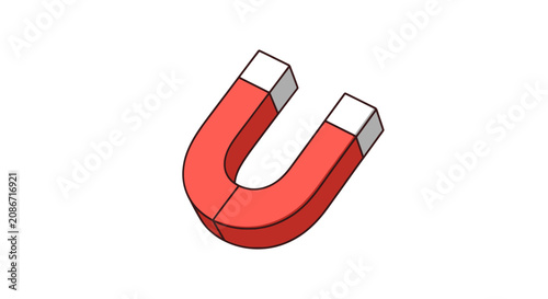 Foto Red Horseshoe Magnet with Silver Ends.