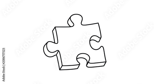 Quadro su tela Single black outline puzzle piece.