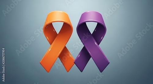 Breast cancer awareness ribbons orange and purple symbolism for support hope and fundraising campaigns