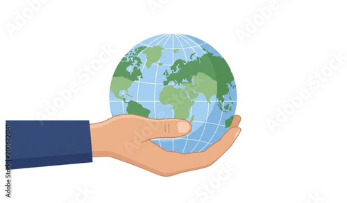 Foto Planet Earth in Hand Ecology Concept with Global Responsibility and Sustainable