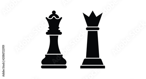 Foto Chess Pieces Including A Queen And King Rendered As A Black Silhouette chessmen