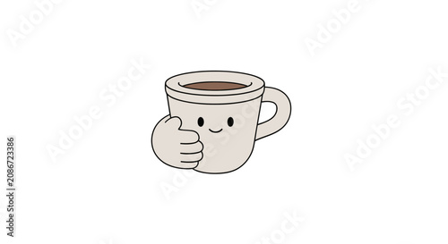 Fényképezés Smiling coffee cup with thumbs up.