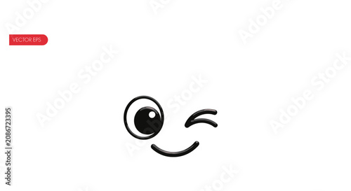 Tablou pe pânză Smiling emoticon face with winking eye.