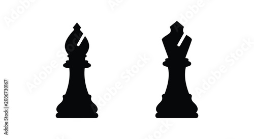 Photos Two chess king silhouettes against a white background a classic game piece repre