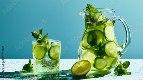 Cucumber Mint Infused Water Pitcher