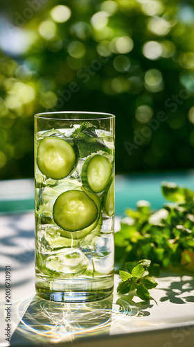 Cucumber Mint Infused Water Glass