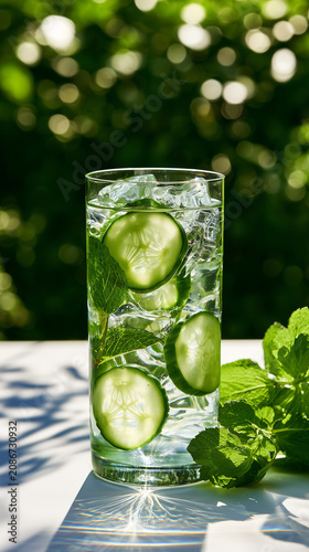 Cucumber Mint Infused Water Glass