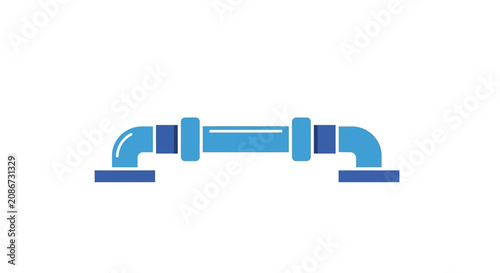 Fotografía Blue pipe with elbow joints connected.