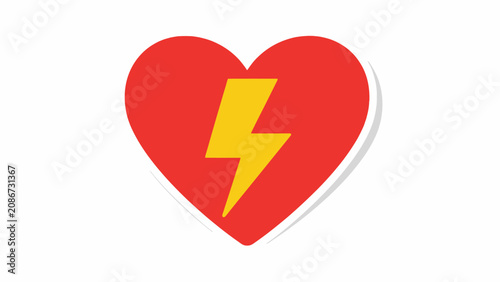 Canvas Print Red Heart with Yellow Lightning Bolt.