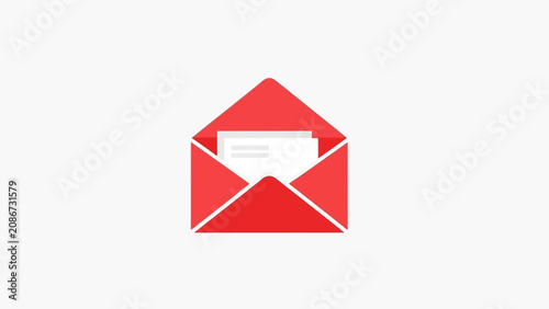 Foto Red Open Envelope with Letter.