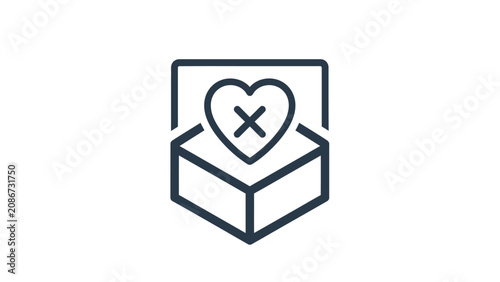 Bild auf Leinwand Rejected heart in a box symbol.
