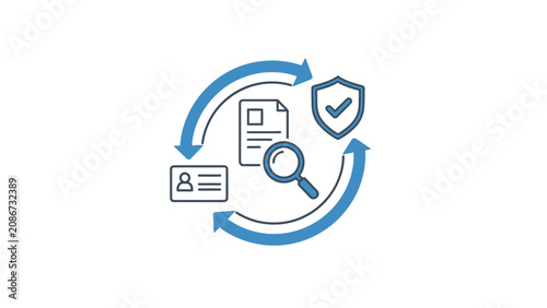Cuadro en lienzo Security check cycle icon with shield.