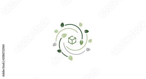 Eco friendly cube with leaves around.