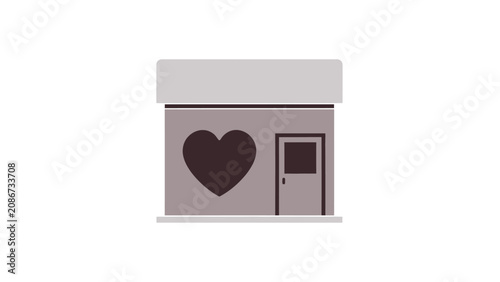 Small house with heart symbol.