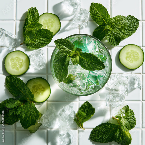 Cucumber Mint Infused Water Glass