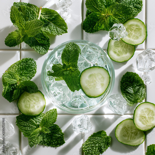 Cucumber Mint Infused Water Glass