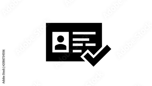 Verified ID, Profile Icon, User Identification, Black Vector Graphic