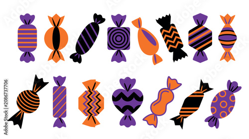 Colorful Halloween bow tie collection set. Vector party accessories for men and costume designs in vibrant patterns.