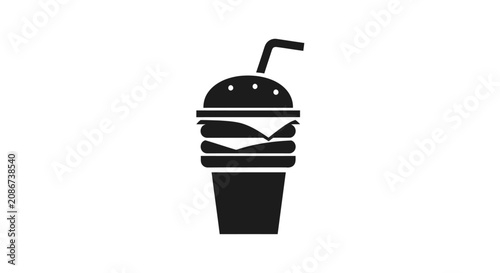 Фотография Black silhouette of a milkshake.